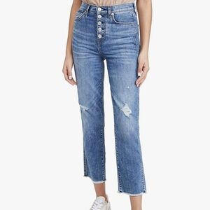7 For All Mankind High Waist Cropped Straight Jeans SZ 28